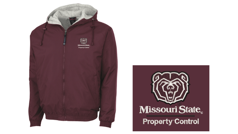 Maroon bear head Missouri State Property Control jacket